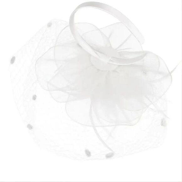 Birdcage Wedding Veil Fascinator With Feather Accent With Headband and Hair Clip main image 6